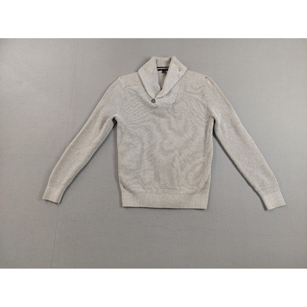 Banana Republic Men Sweaters S Light Gray Shawl Collar Button Pullover Outdoor